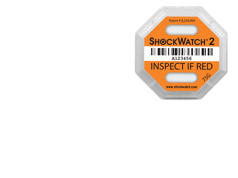 Positionnement de l'indicateur de choc shockwatch 2