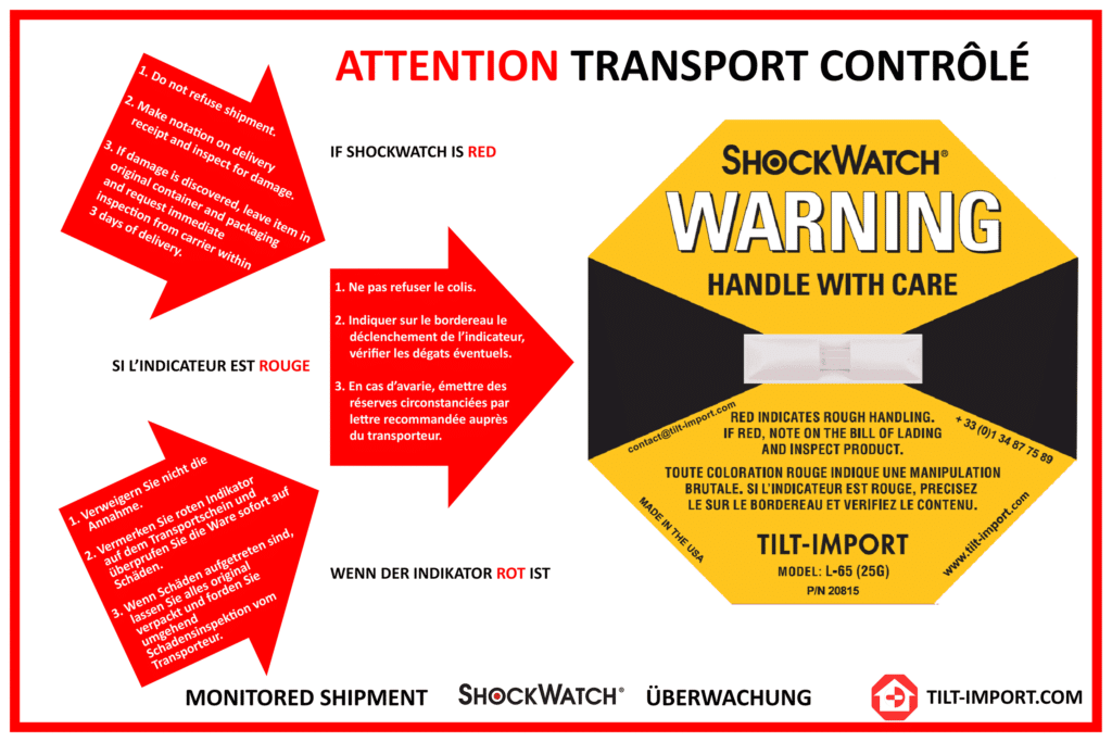 étiquette de positionnement indicateur de choc ShockWatch Spotsee